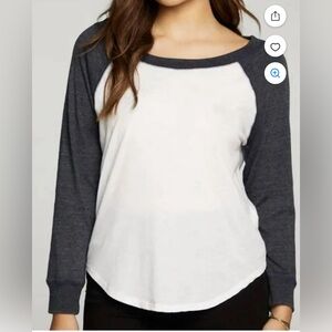 Chaser Triblend Jersey Long Sleeve Baseball Tee White & Avalon NWOT small